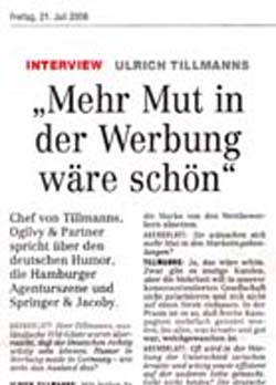 Interview mit Ulrich Tilmann - Mehr Mut in der Werbung